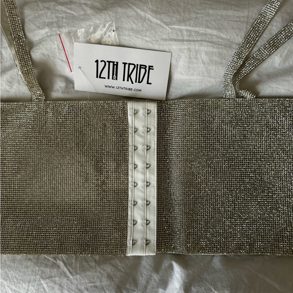 NWT Silver Rhinestone Crop Top - Picture 4 of 6